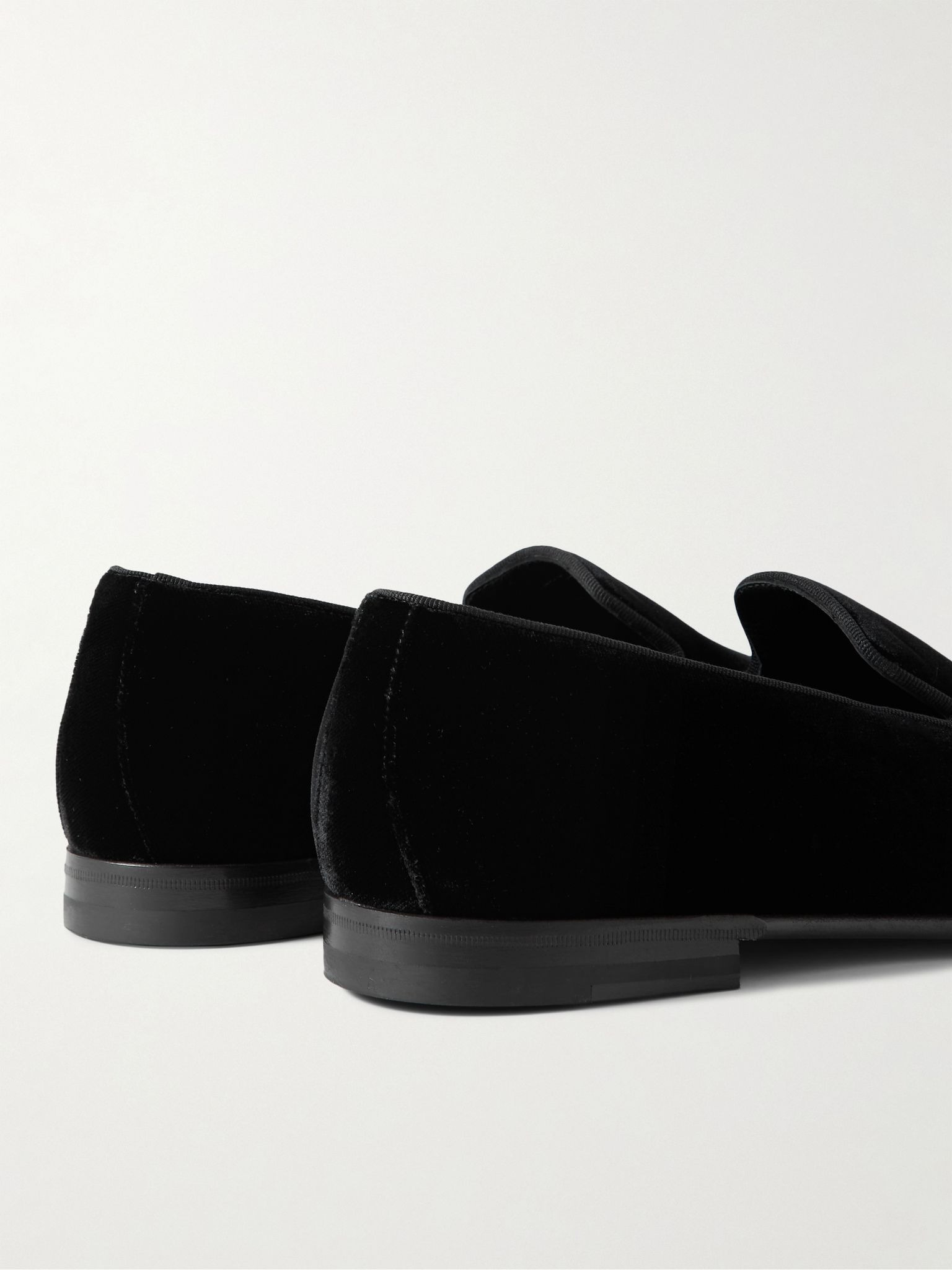 Mario Grosgrain-Trimmed Velvet Loafers Black - 4