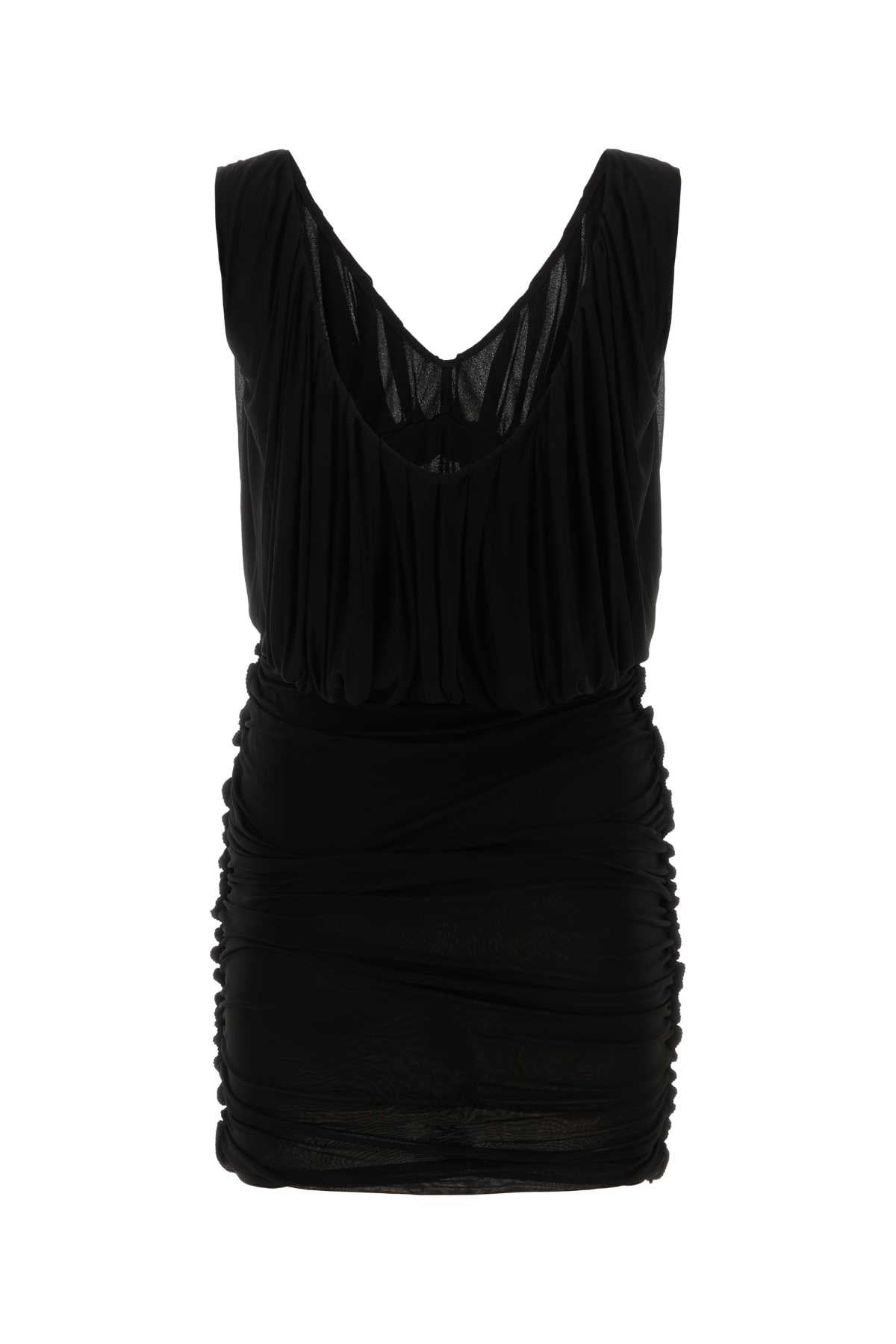 Saint Laurent Women Black Cupro Mini Dress - 2