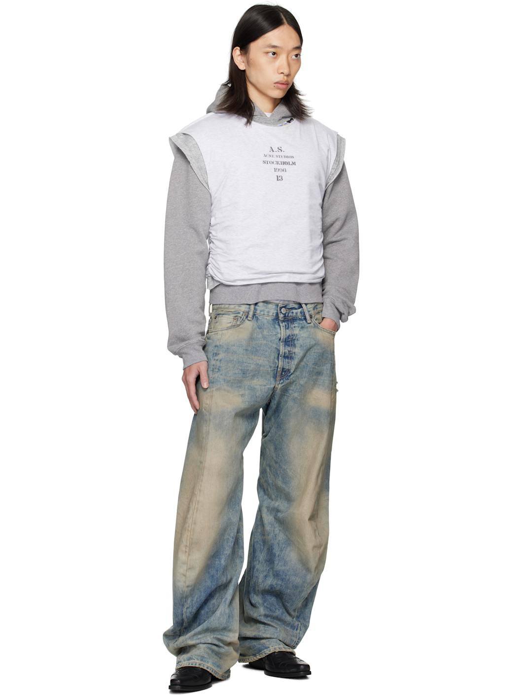 Gray Layered Hooded Sweatshirt - 4
