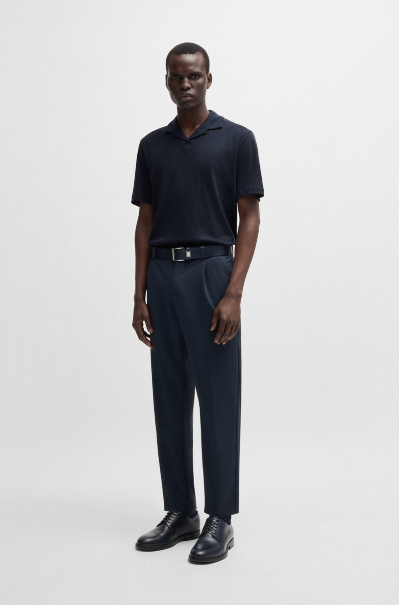 BOSS COTTON-LINEN POLO SHIRT WITH JOHNNY COLLAR outlook