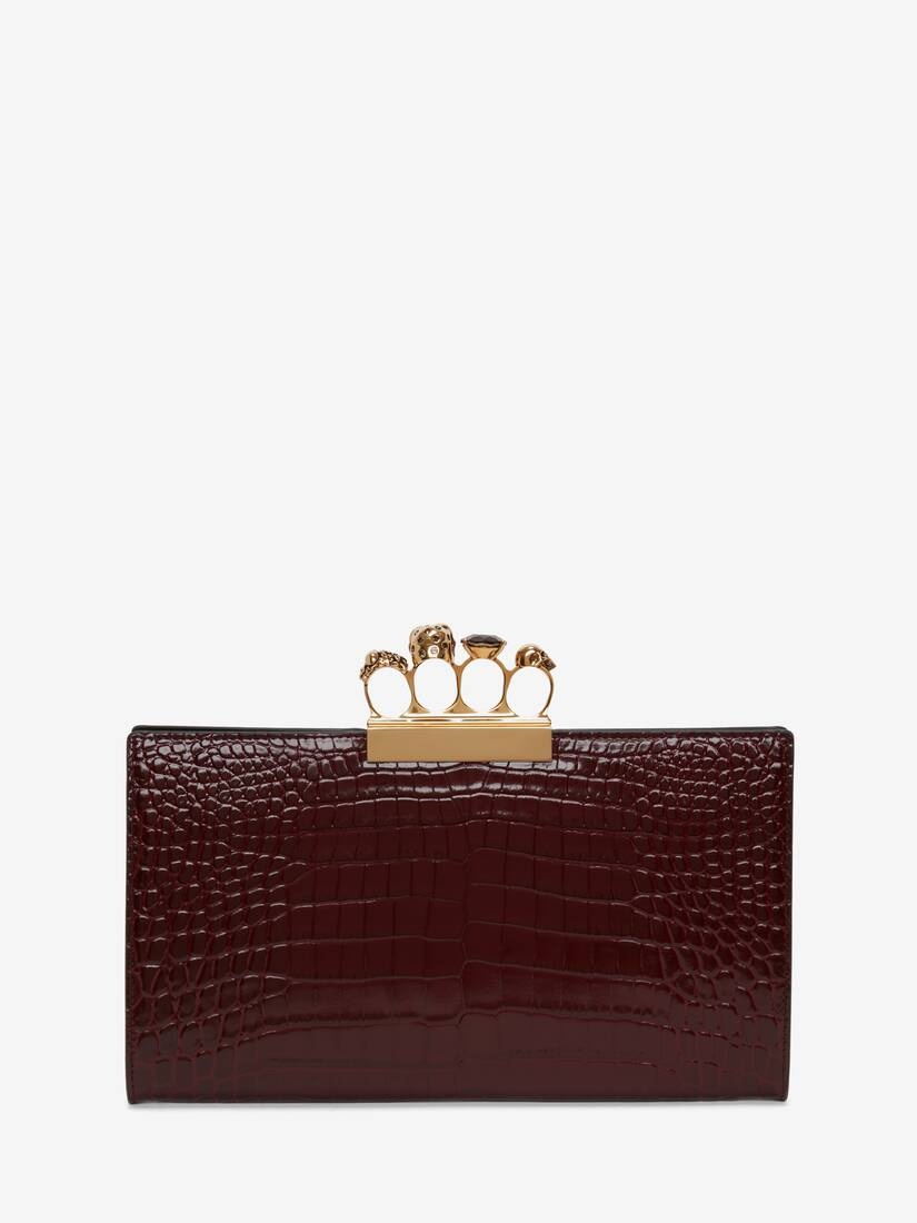Women's Jewelled Flat Pouch in Burgundy - 3
