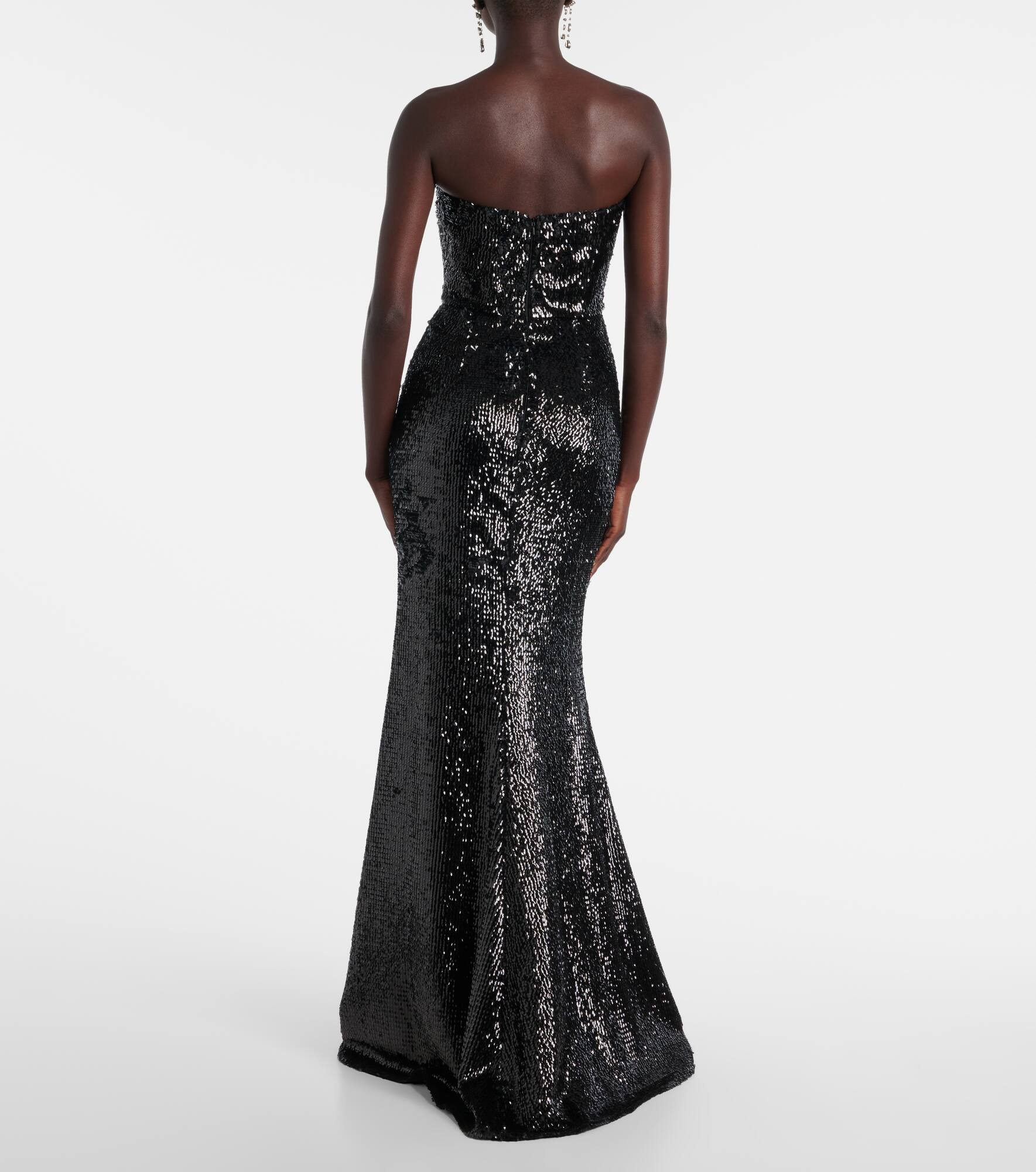Sequined strapless silk-blend gown - 3