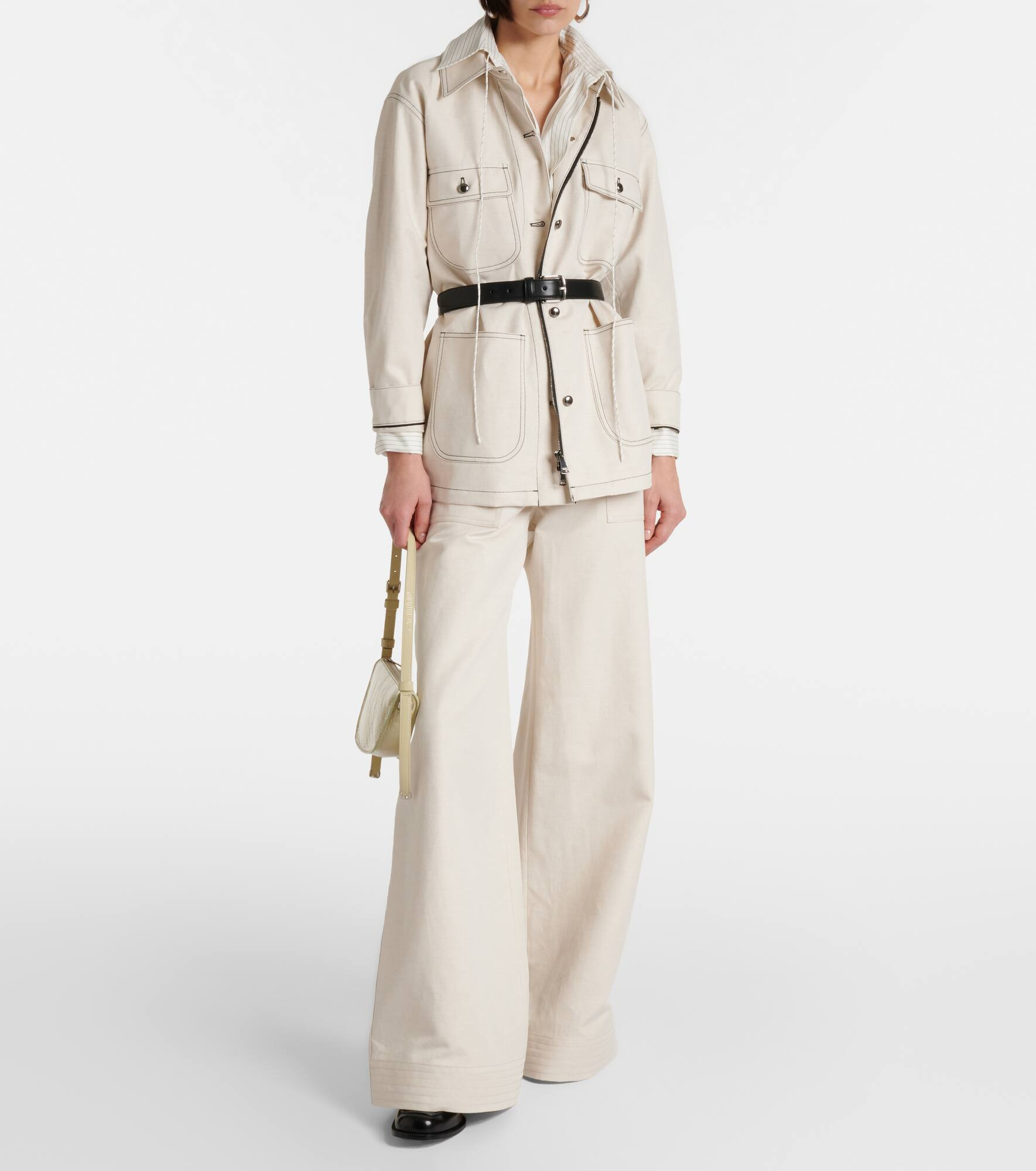 Oboli cotton and linen wide-leg pants - 2