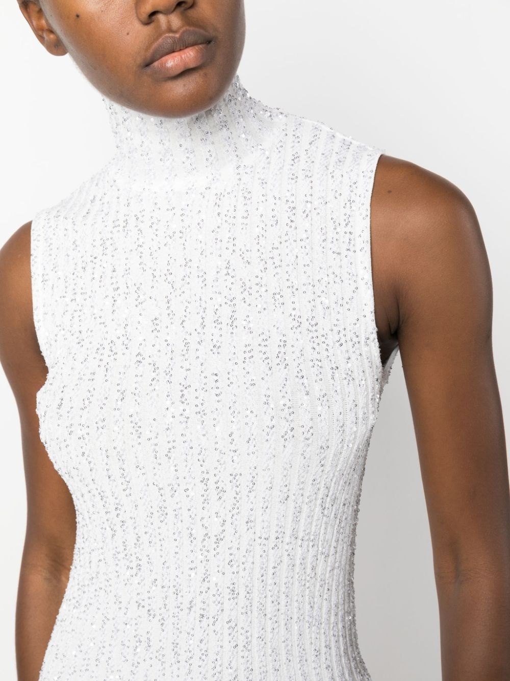 glitter-detailed knit dress - 5