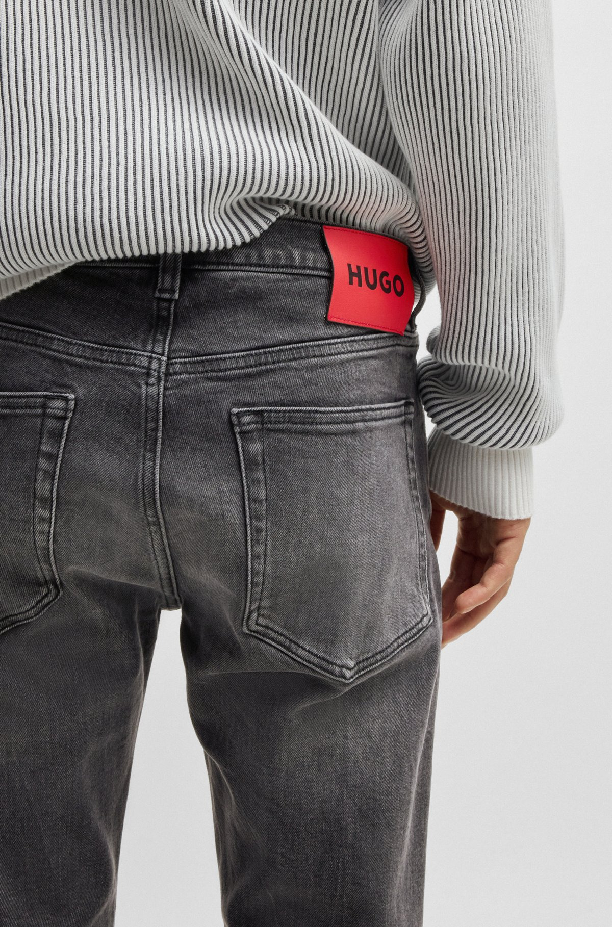 EXTRA-SLIM-FIT JEANS IN GRAY STRETCH DENIM - 5
