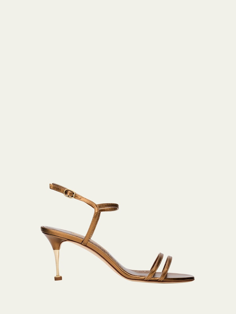 70mm Ciagalo Metallic Leather Ankle-Strap Sandals 1