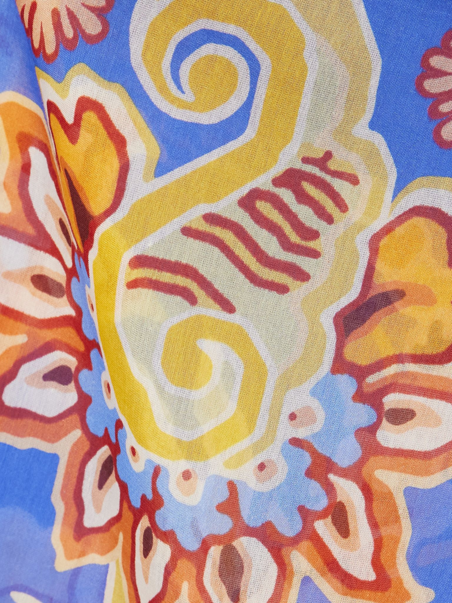 Printed cotton and silk-blend voile pareo Blue - 4