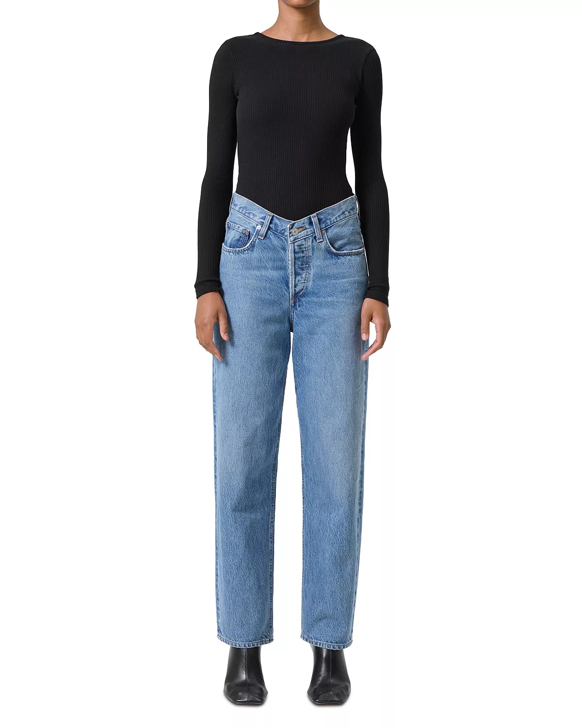 V-Waist High Rise Baggy Jeans in Fairway - 2