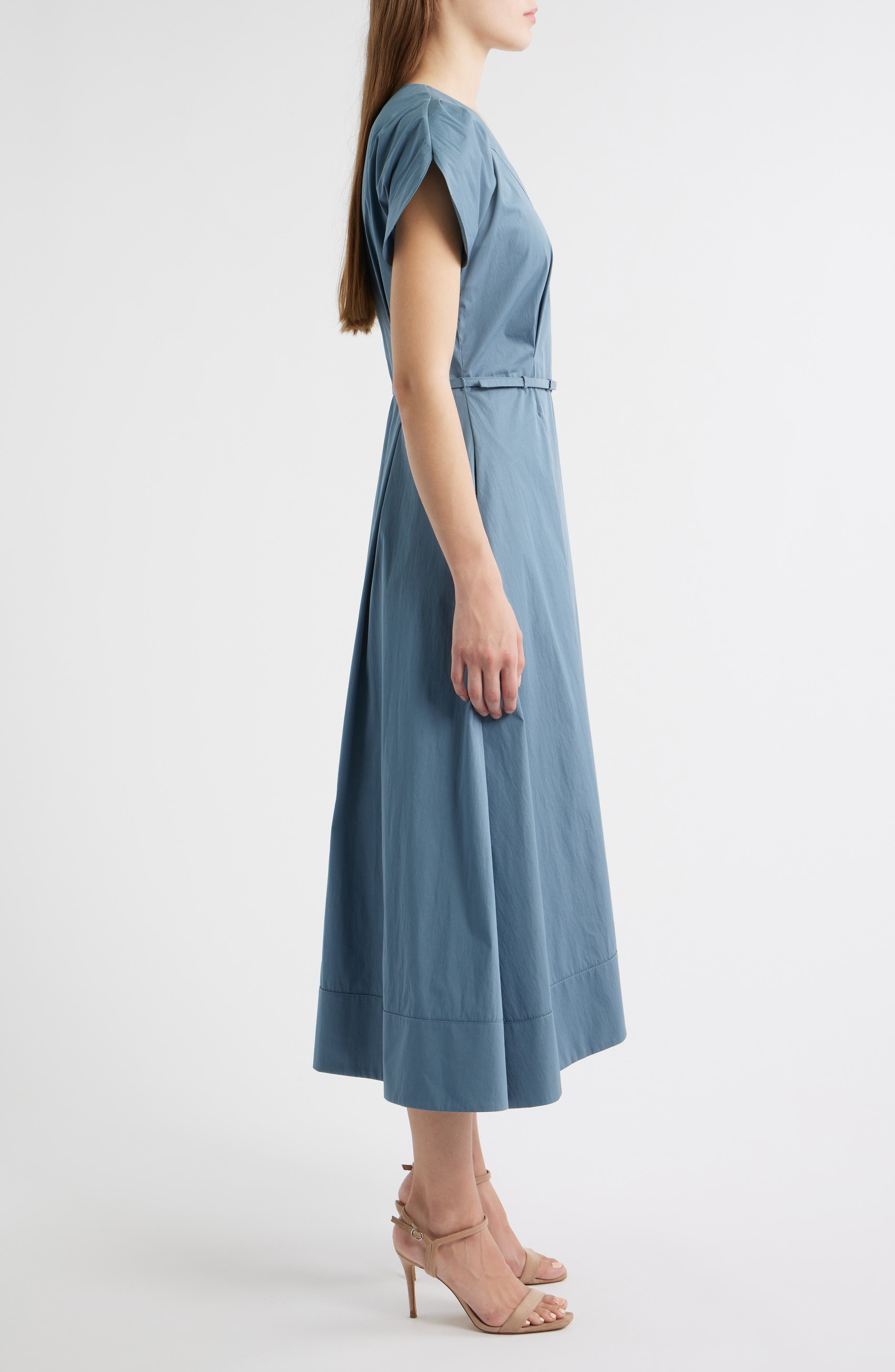 BOSS Demnilia Belted Cotton Blend Midi Dress in Tanzanite at Nordstrom - 3