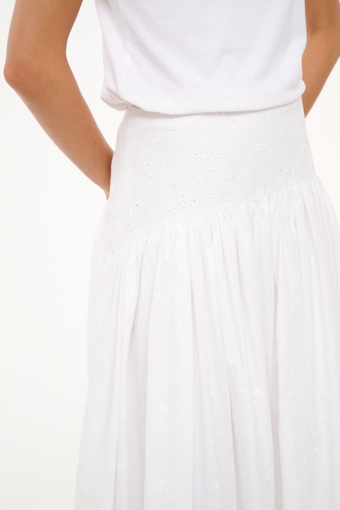 STAUD PROCIDA SKIRT WHITE EYELET - 7