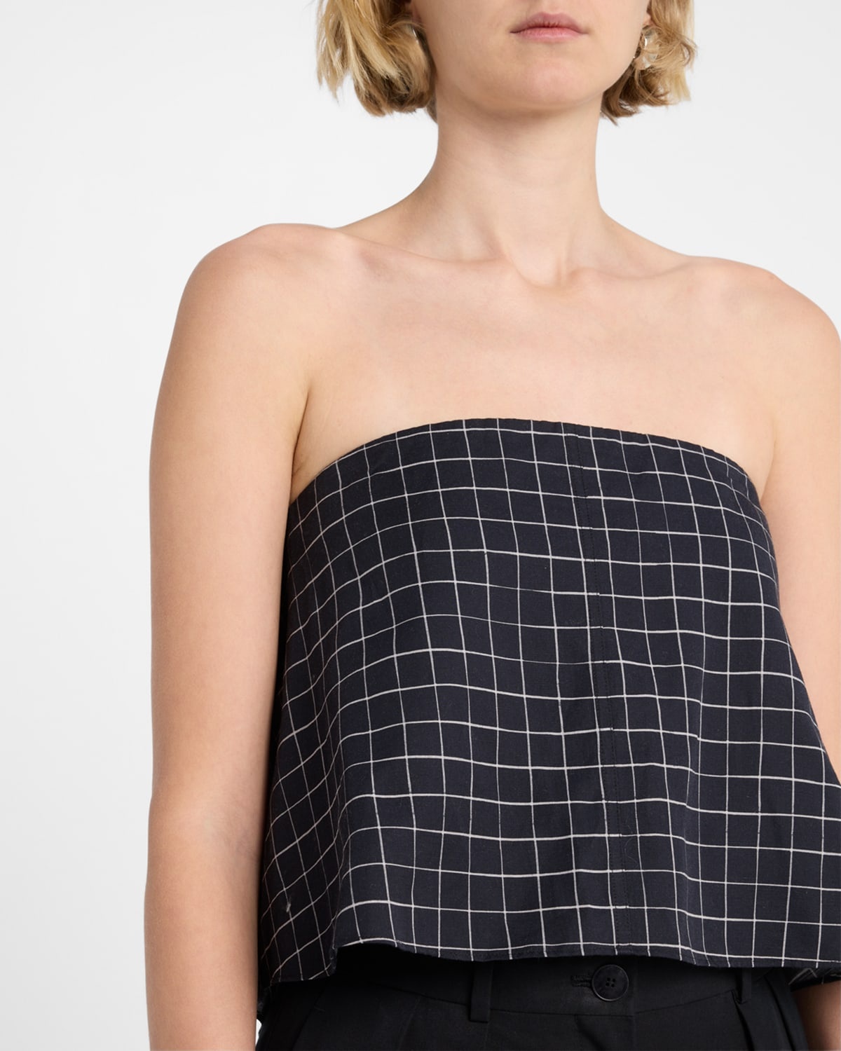 Strapless Tie-Back Plaid Top - 5