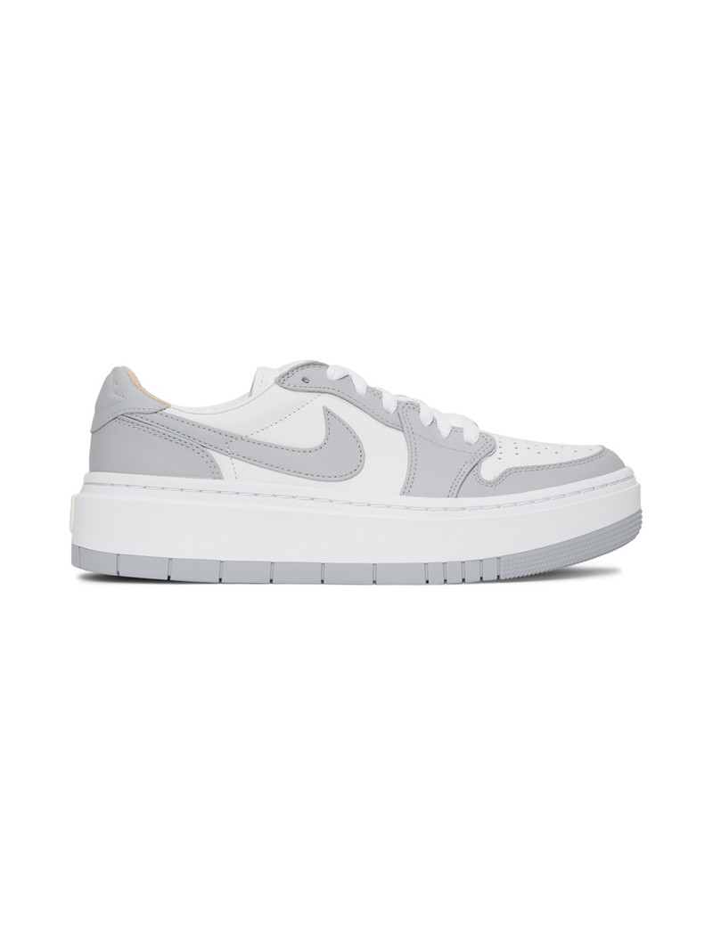 Grey & White Air Jordan 1 Low Sneakers - 1