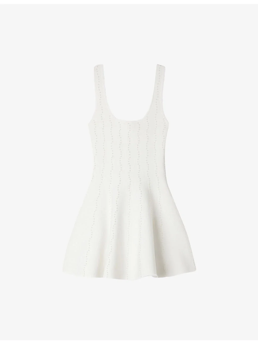 Bead-Embellished Flared Knitted Mini Dress - 1