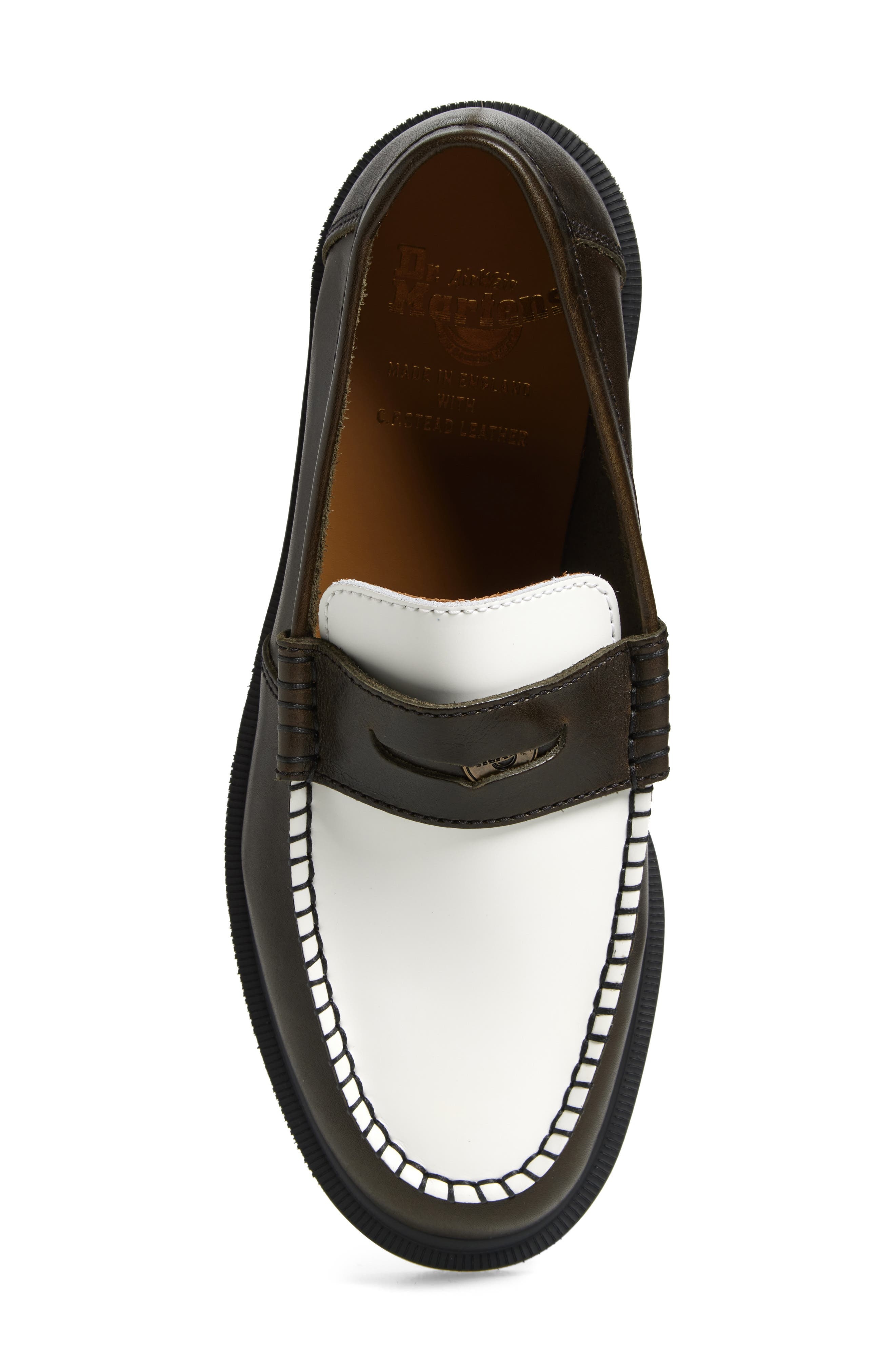 Dr. Martens Penton Two-Tone Penny Loafer in Olive And White Classic Calf at Nordstrom - 5