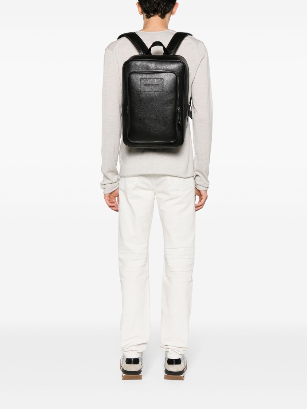 grained-leather backpack - 2