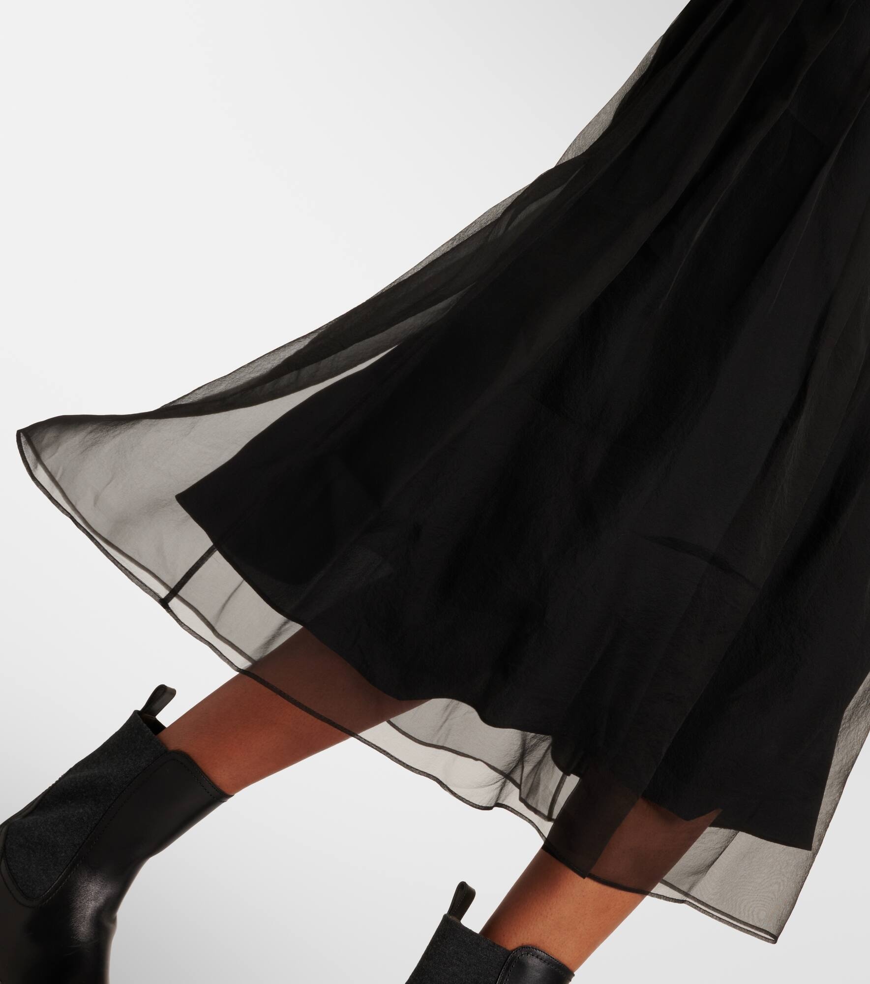 Pleated silk organza midi skirt - 5