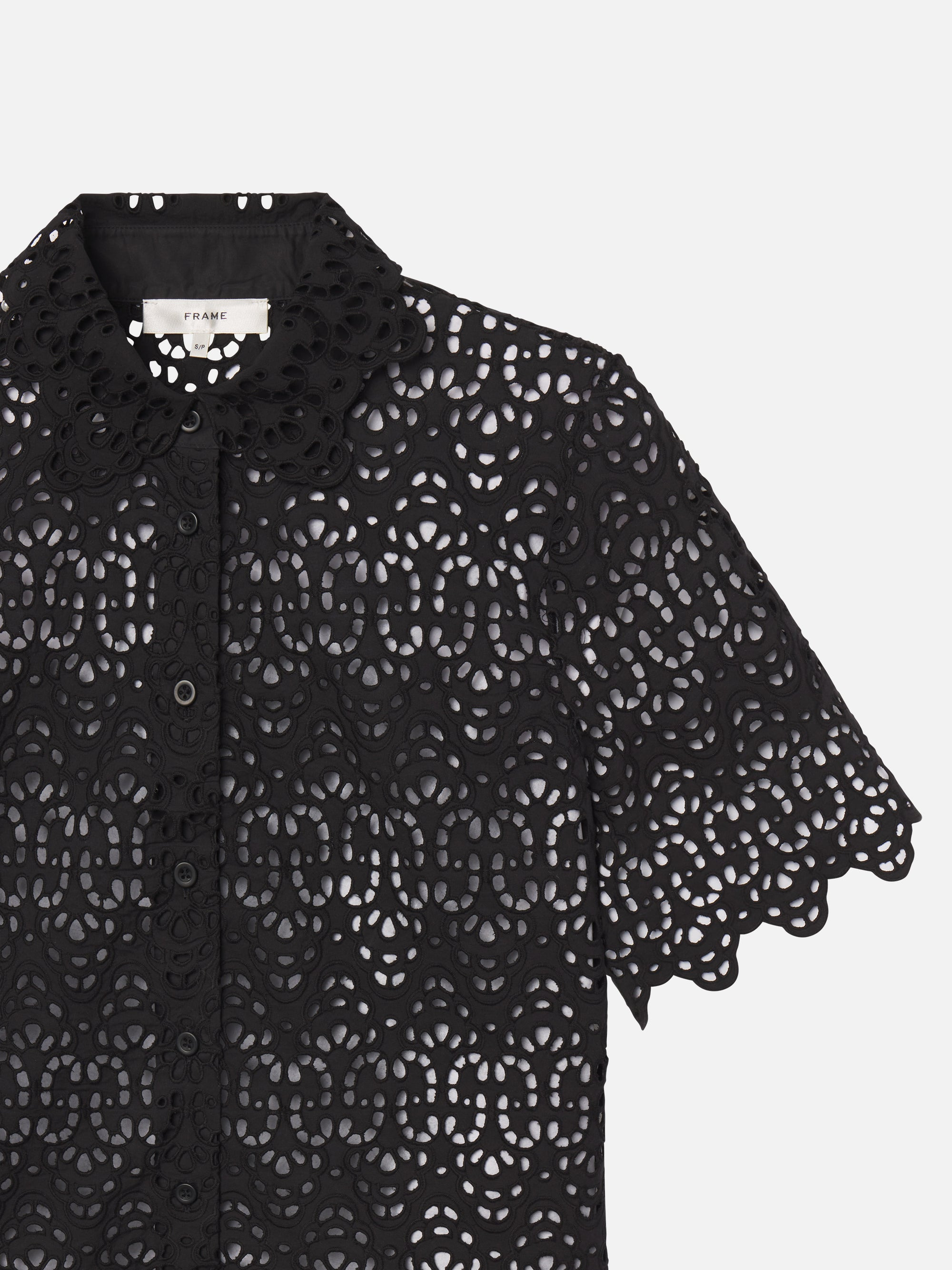 The Deco Eyelet Top in Black - 2