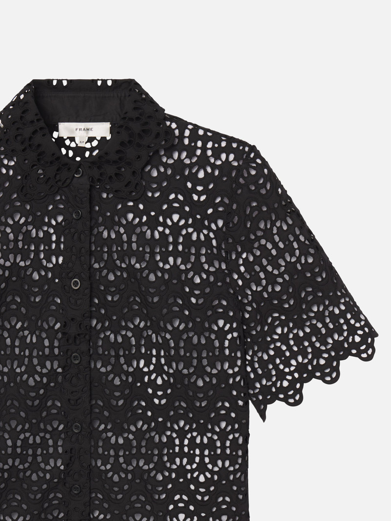 FRAME The Deco Eyelet Top in Black outlook