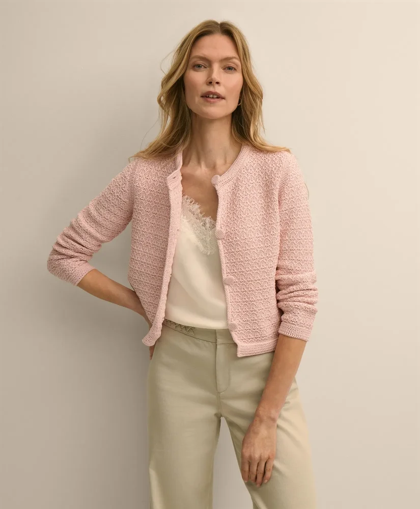 Mercerized Cotton Crochet Sweater Jacket - 1