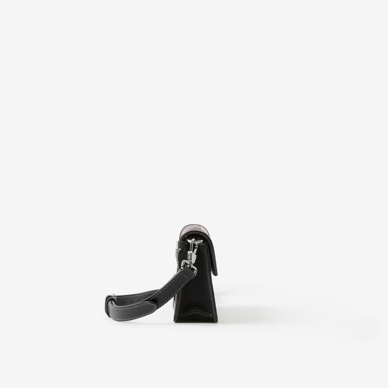 Check and Leather Crossbody Bag 2