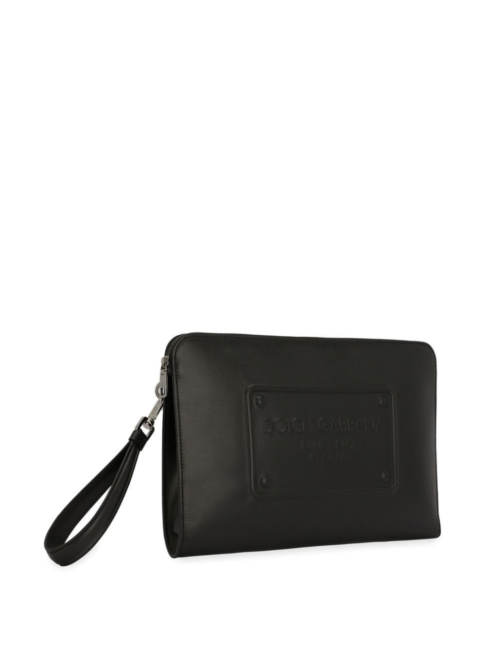 logo-debossed leather clutch bag - 4