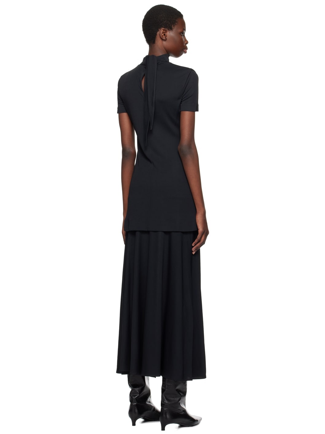 Black Layered Midi Dress - 3