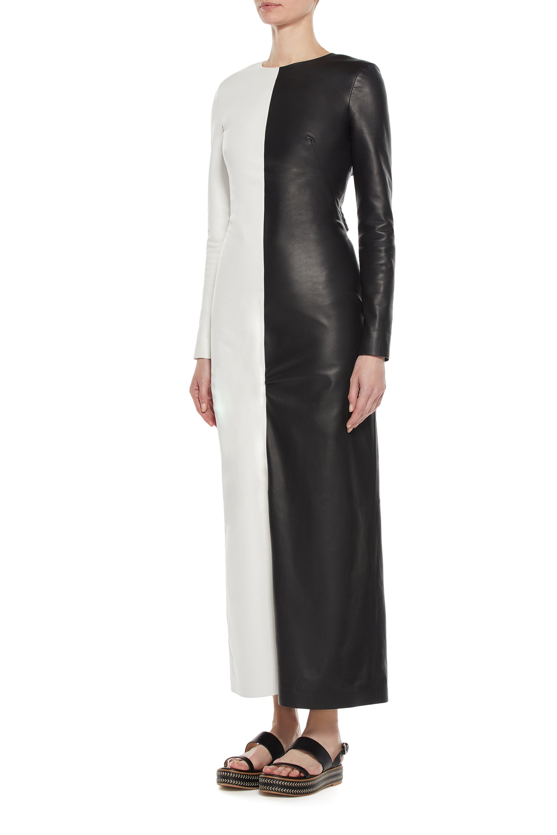 Currie Dress in Black & White Leather - 4