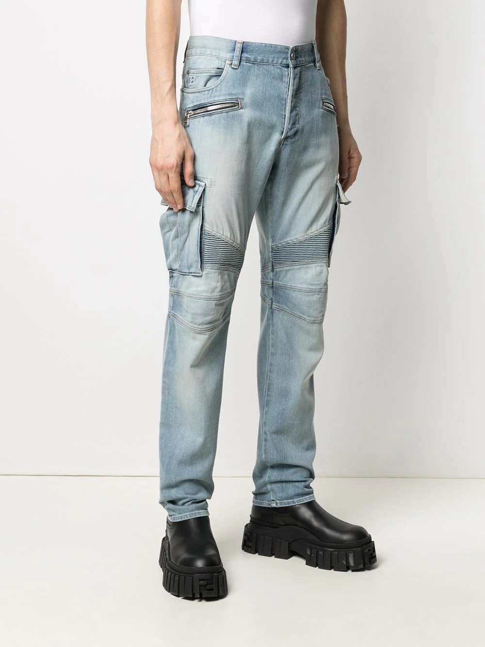 cargo pocket tapered jeans - 3