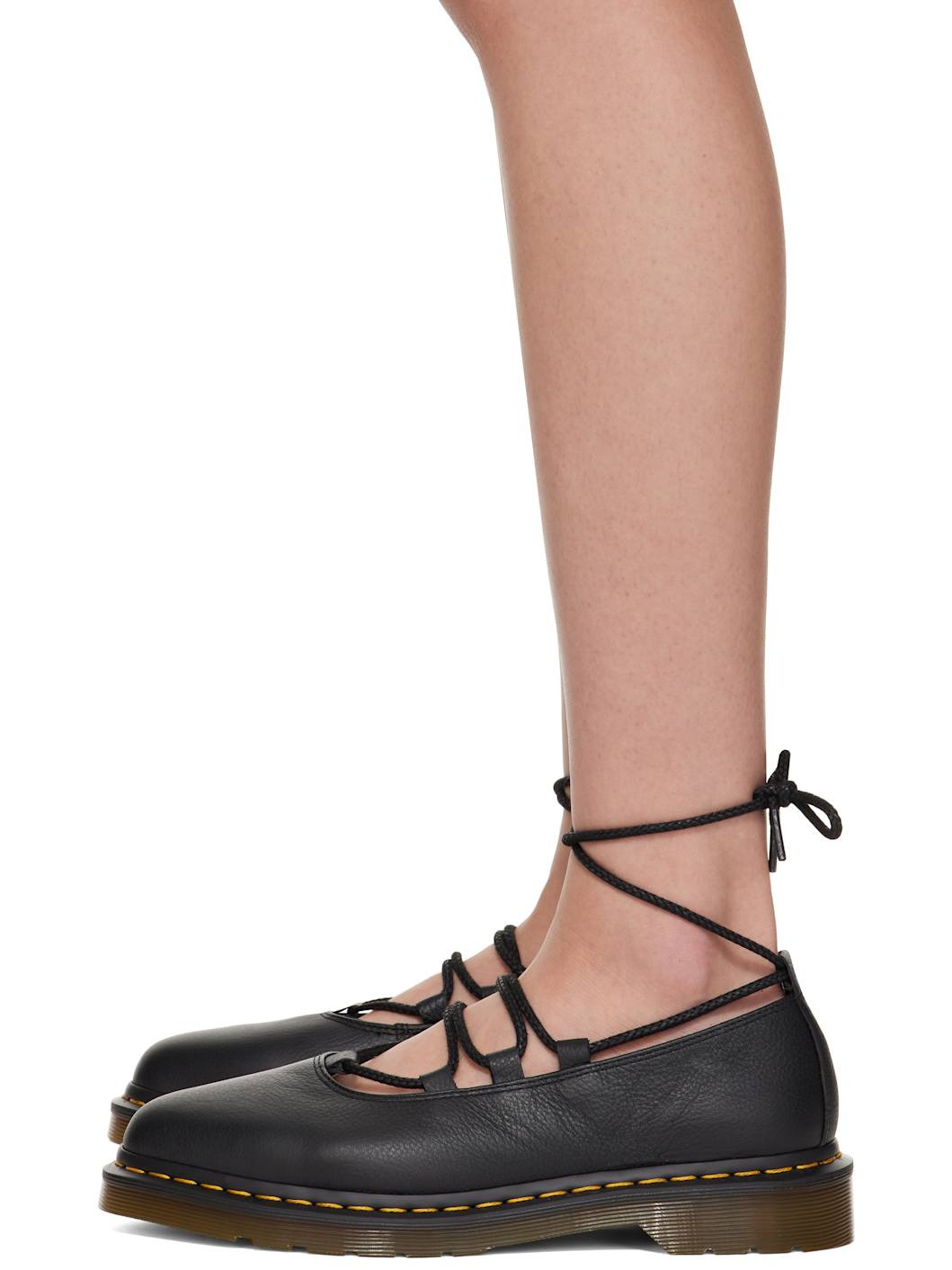 Black Elphie II Virginia Leather Ballerina Flats - 3