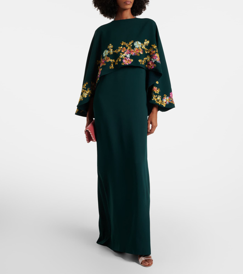 COSTARELLOS Caped embellished crêpe gown outlook