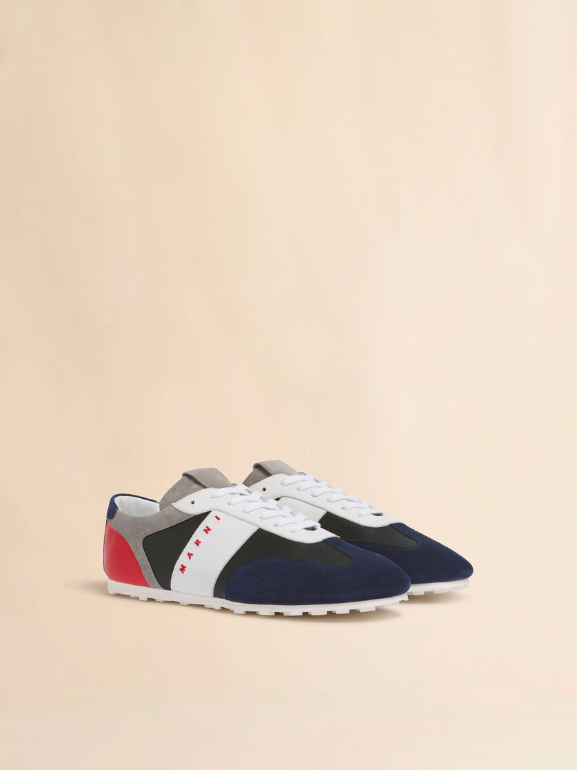 BLACK LEATHER AND MULTICOLOUR SUEDE SNEAKER - 2
