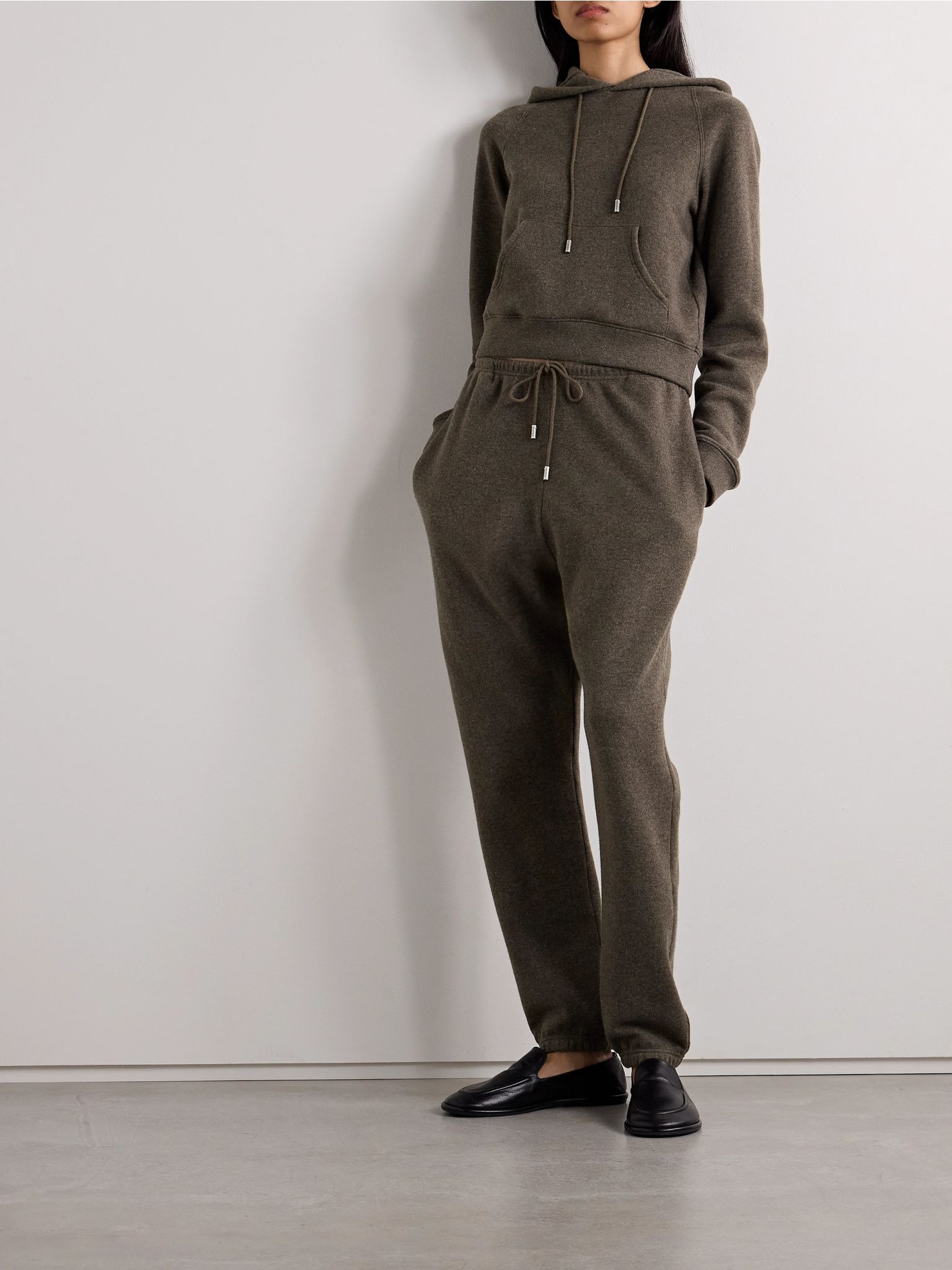 Timmi mélange cashmere and cotton-blend hoodie Brown - 2