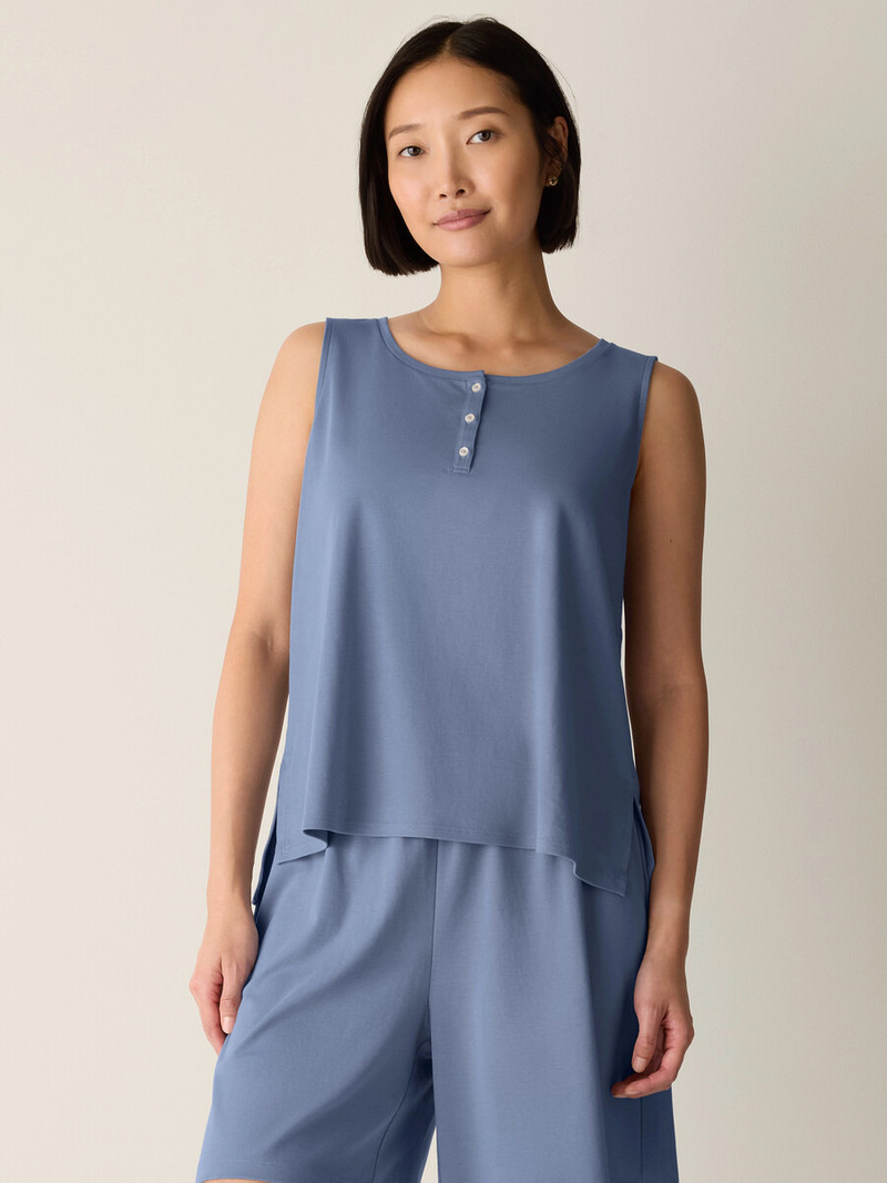 EILEEN FISHER Organic Cotton Interlock Henley Sleep Tank outlook