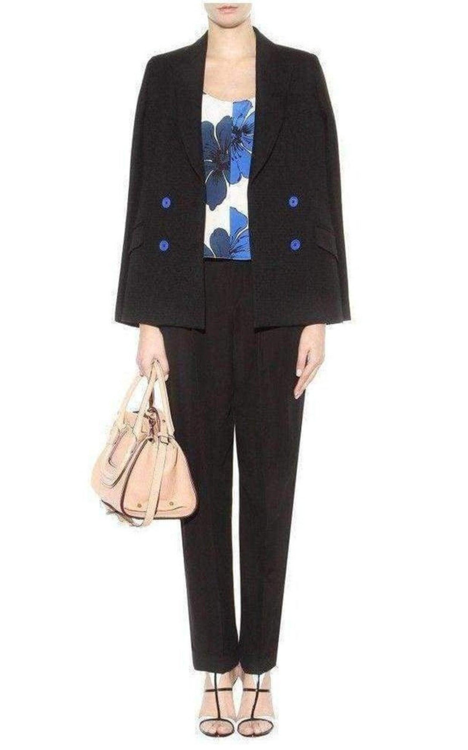 Neon Blue and Navy Silk Top - 2