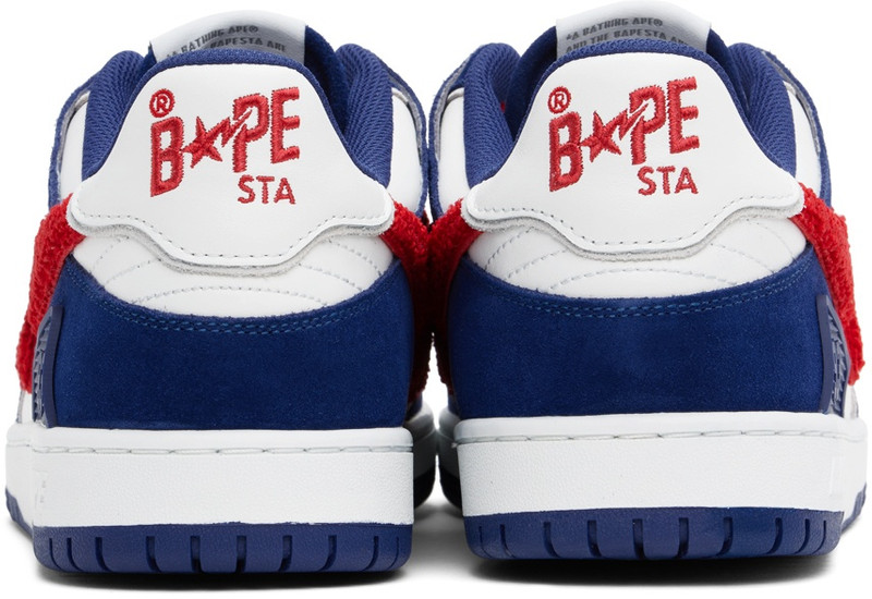 A BATHING APE® White & Blue Sk8 Sta #2 Sneakers outlook