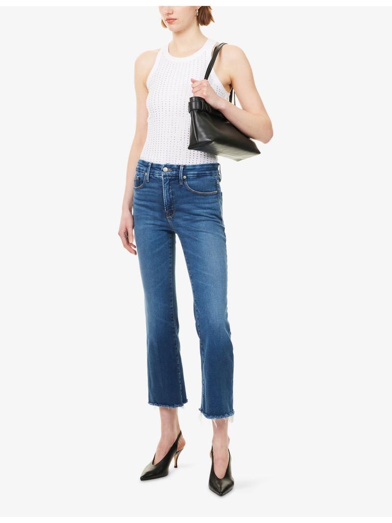 GOOD AMERICAN Good Legs Cropped Mini Boot-Cut Denim Jeans outlook