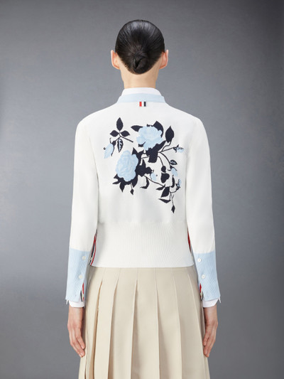 Thom Browne floral-intarsia contrasting-trim cardigan outlook
