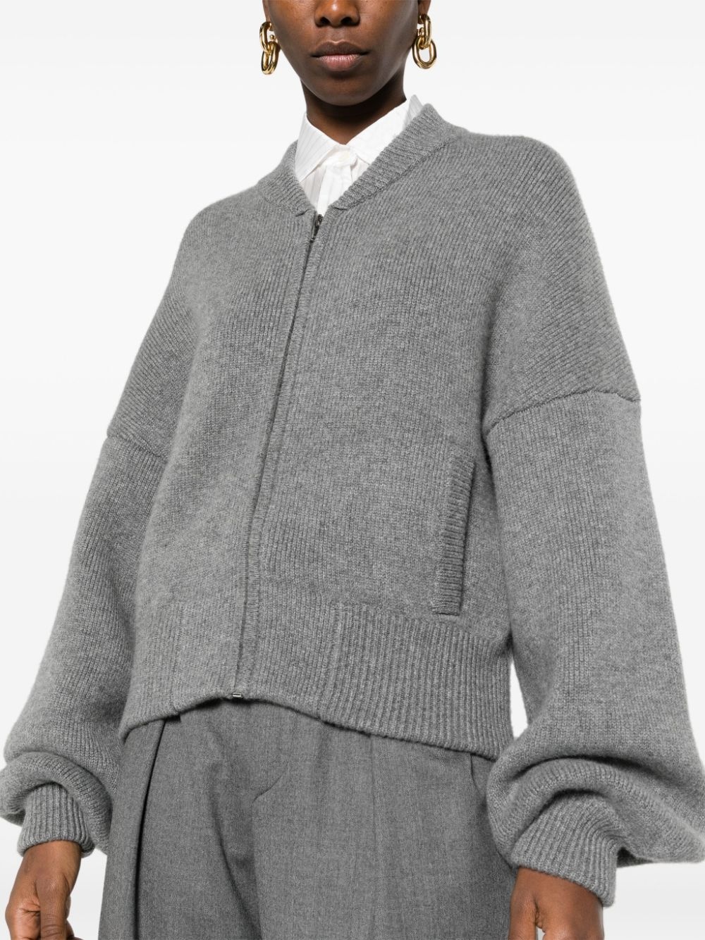 zip-up cashmere blend cardigan - 5