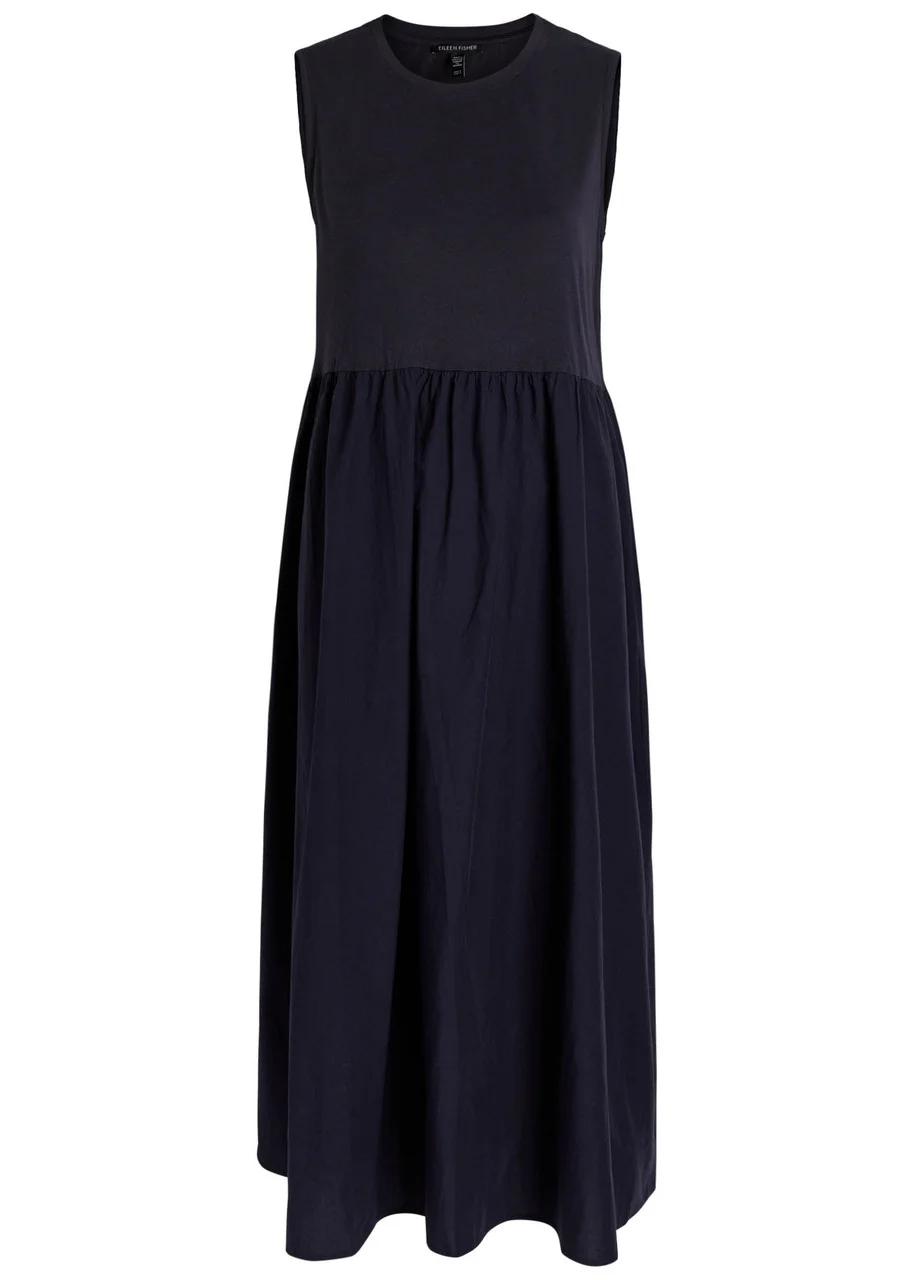 Eileen Fisher Pleated Cotton Midi Dress - 1