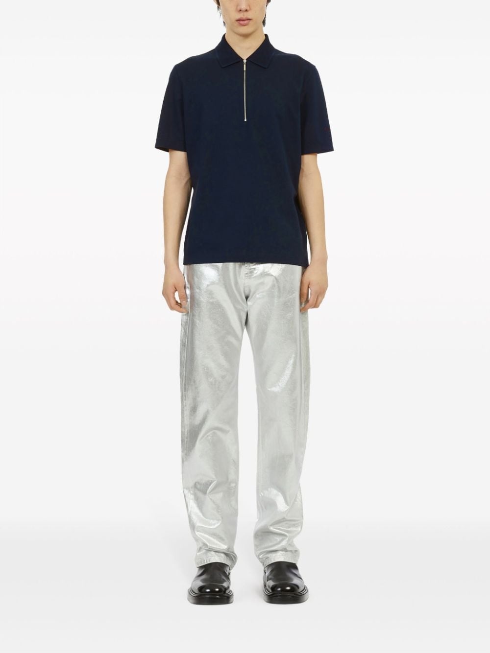 half-zip cotton polo shirt - 2