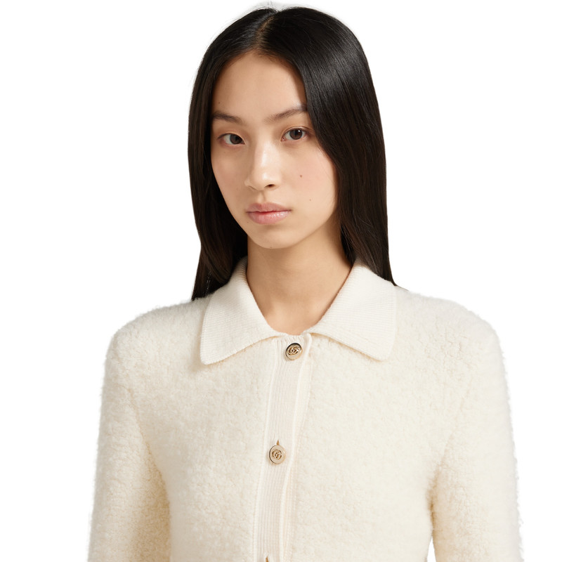 Wool bouclé polo cardigan 5