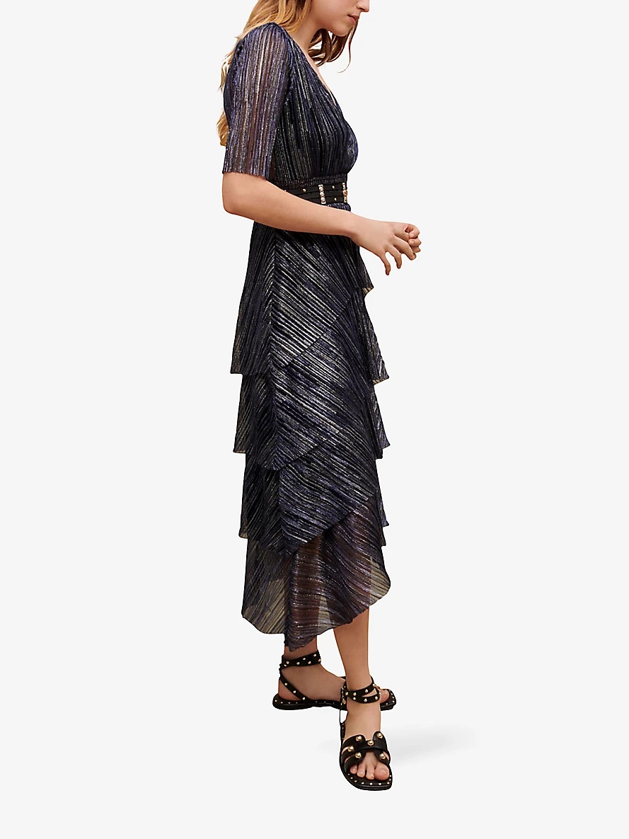 Ruffled tiered woven midi dress - 3