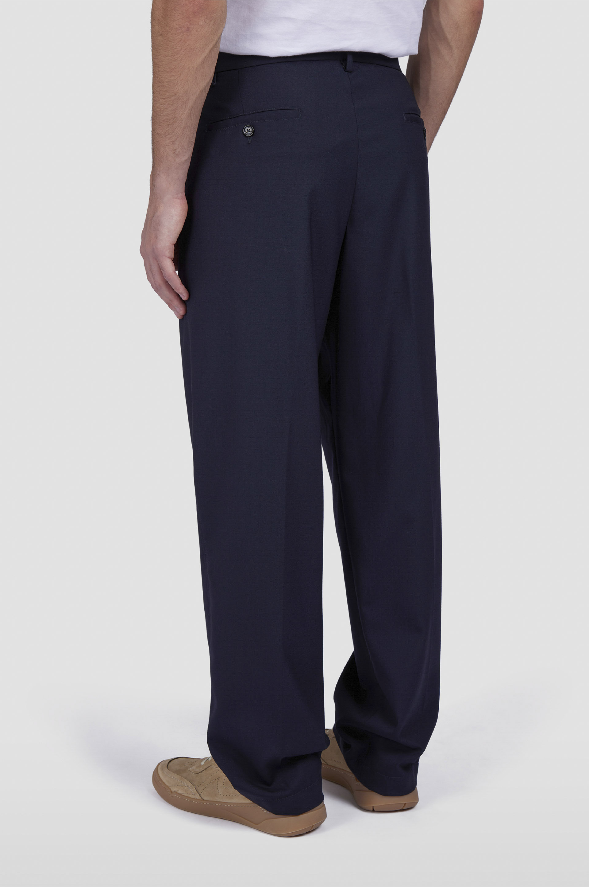 WIDE LEG TROUSERS IN TECHNICAL WOOL - 3
