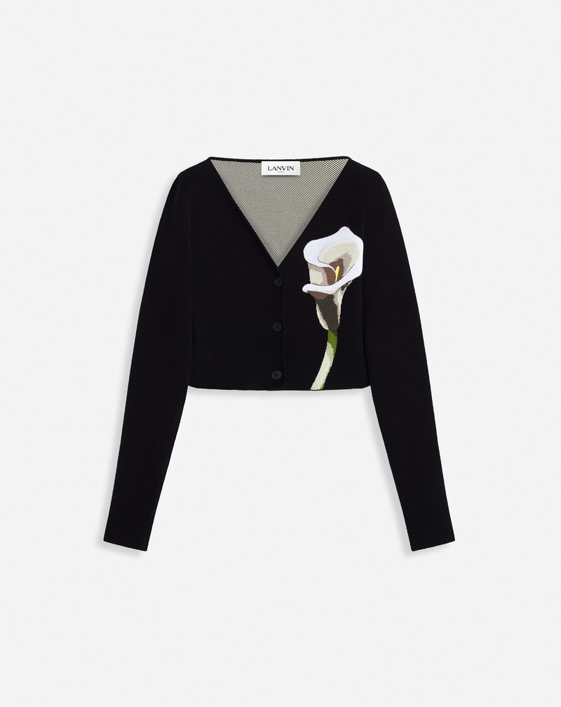 V-NECK JACQUARD CARDIGAN - 1