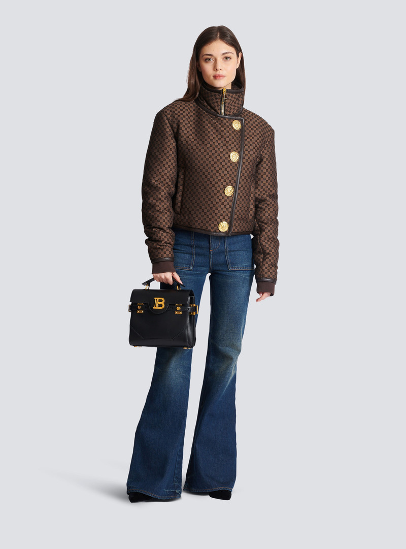 Balmain Cropped mini monogram jacket outlook