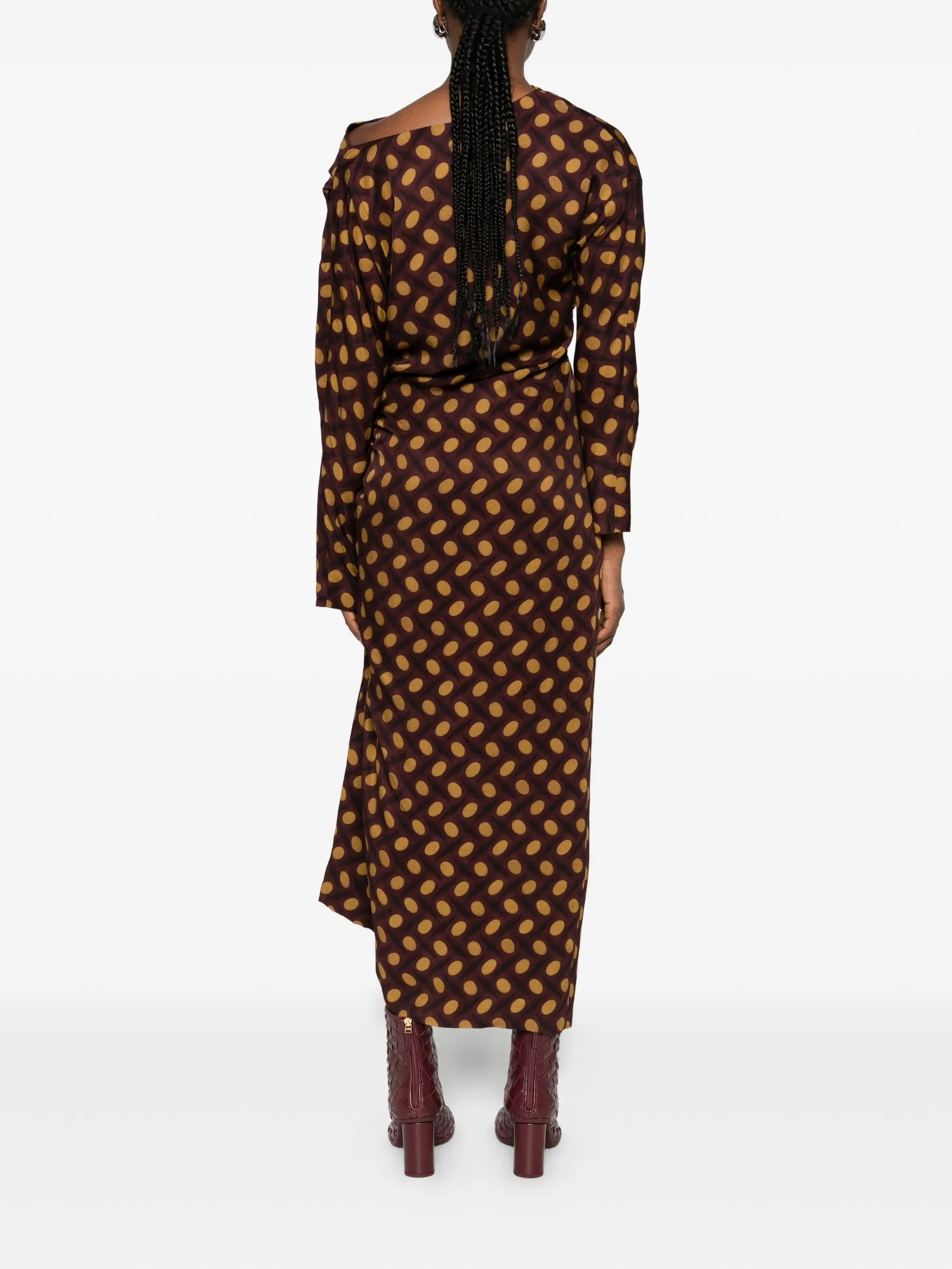 Dries Van Noten Polka-dot Draped Asymmetric Dress - 5