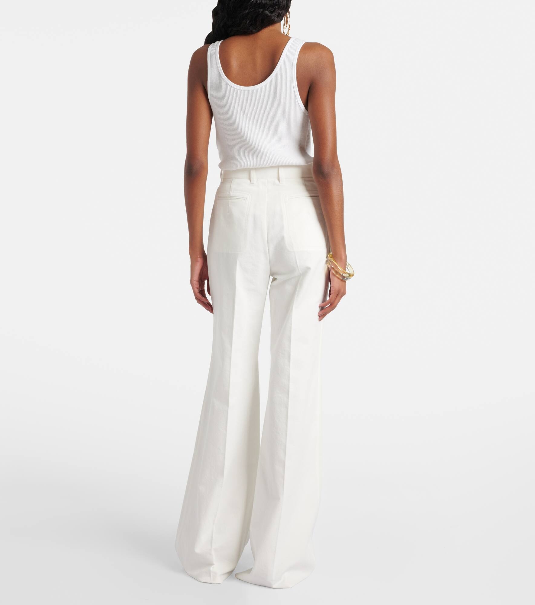 High-rise cotton canvas flared pants - 3