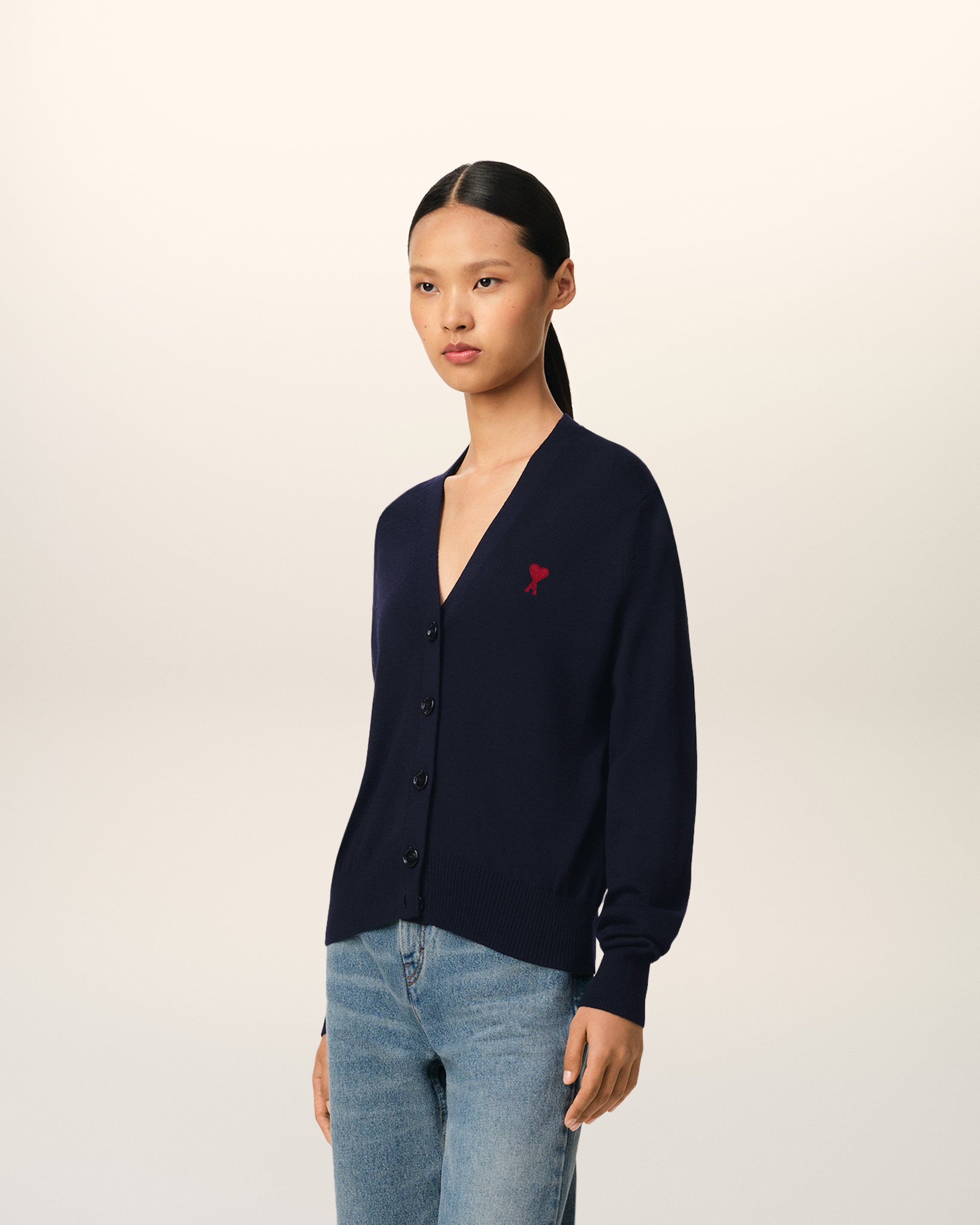 NAVY WOOL AMI DE COEUR CARDIGAN - 6