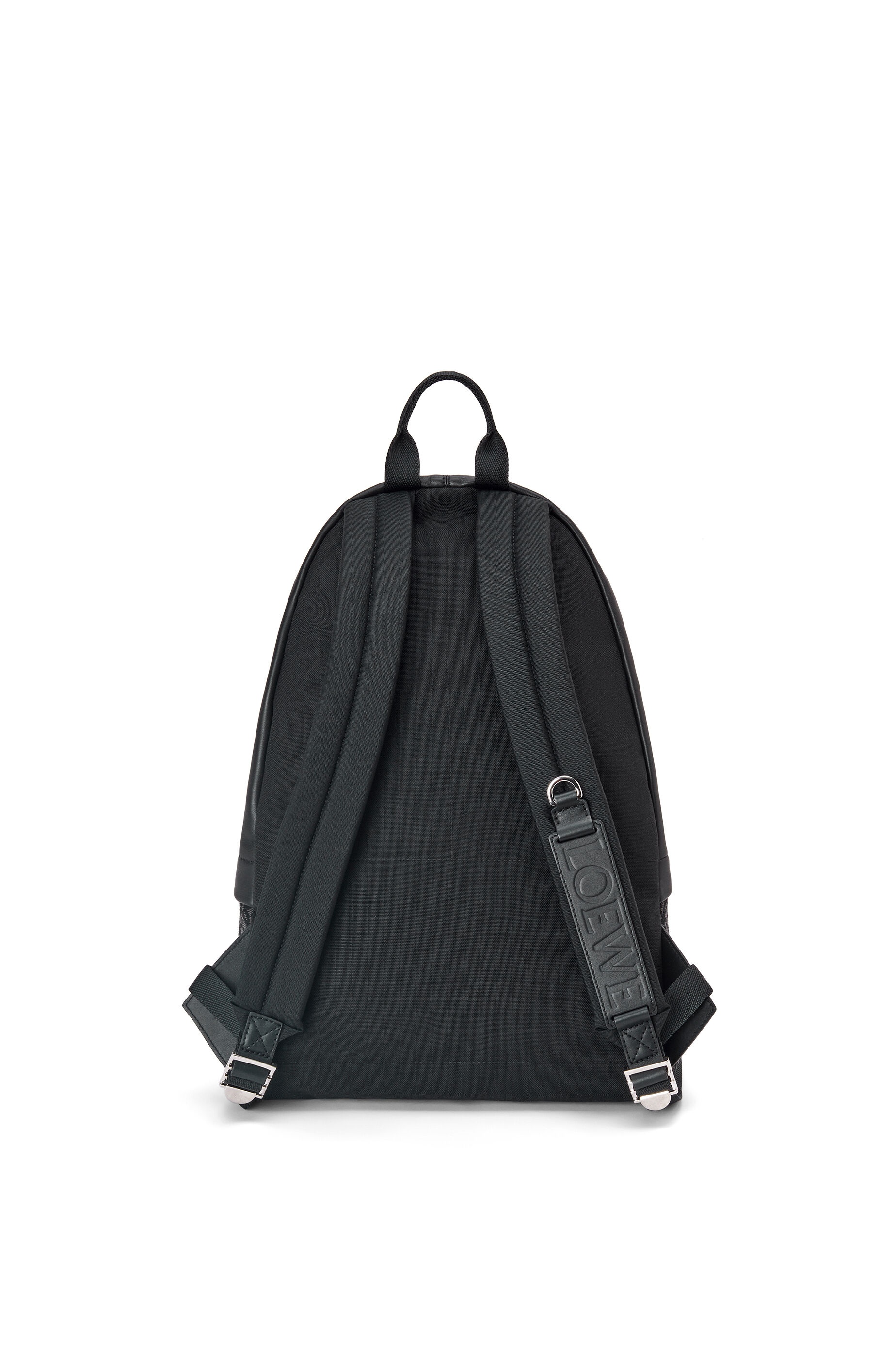 Round Slim Backpack in calfskin and Anagram jacquard - 3