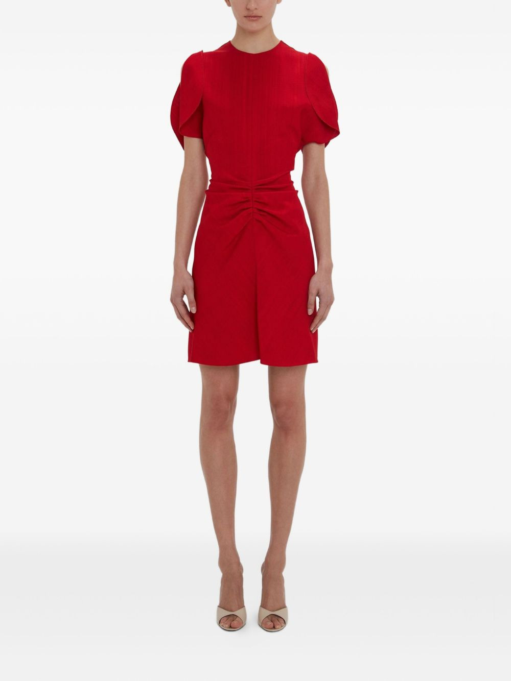 gathered puff-sleeve mini dress - 2